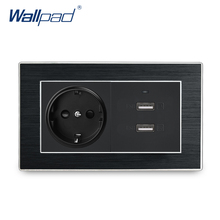 EU Socket and 2.1A USB Socket Wallpad Luxury Satin Metal Panel 5V Out USB Phone Quick Charge Wall Outlet Panel  and Wall Socket 2024 - buy cheap