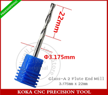 3.175mm*22mm,Freeshipping,CNC machine insert router bit,solid carbide milling,Class-A 2 flute end mill,PVC,MDF,Hard wood,Acrylic 2024 - buy cheap