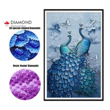 DIY алмазная живопись, 35x45 см Daimond аксессуары, алмазная вышивка, животное, павлин, горный хрусталь, 5D Алмазная мозаика, Декор 2024 - купить недорого