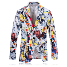 Chaqueta con estampado de letras para hombre, Blazer clásico con un solo botón, Moda de Primavera, 2019 2024 - compra barato