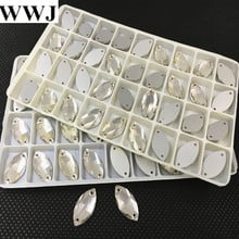 Wholesale Navette Sew On Stones Crystal Clear Color Flatback 2holes 5x10mm~15x31mm Horse Eye Shaped Sewing Glass Crystals 2024 - buy cheap