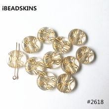 New arrival! 20mm 280pcs/lot clear with gold stripe Round flat shape Acrylic  beads #2618 (Design as shown) 2024 - buy cheap