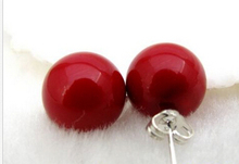 Beautiful 12mm round red south sea shell pearl earring 2024 - buy cheap