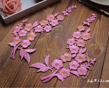 New! 3 Pairs High End Pink Flower Luxury Iron On Lace Applique Patch in Pair Beautiful Pattern Lace Applique Fabric Hot Sale 2024 - buy cheap