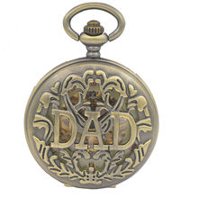 NEW Vintage Style DAD Skeleton Wind Up Men's Mechanical Pocket Watch W/Chain Roman Number Dial Steampunk Watch Reloj De Bolsillo 2024 - buy cheap