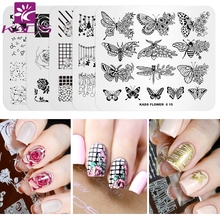 KADS-Juego de 5 plantillas para estampado de uñas, plantilla para estampado de uñas artísticas, 7x8cm, imagen de flor DIY, Placa inoxidable para diseño de uñas 2024 - compra barato