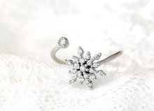 CHENGXUN CZ Crystal Snowflake Finger Ring Gold silver color Adjustable Opening Rings for Women Wedding Engagement Christmas  2024 - купить недорого