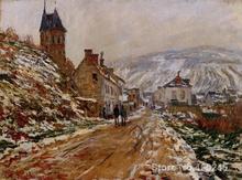 Pintura de paisaje personalizable de regalo en el camino en Vetheuil en invierno por Claude Monet pintado a mano de alta calidad 2024 - compra barato