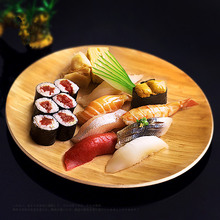 Креативный деревянный поднос, бамбуковый круглый поднос для выпечки в отеле, тарелка для суши, сервировочный поднос, посуда для отеля 2024 - купить недорого