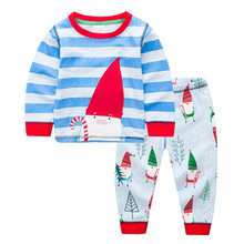 Рождественский Пижамный комплект для мальчиков и девочек, Хлопковая пижама на новый год с длинными рукавами, хорошее качество, детский Пижамный костюм DS19 2024 - купить недорого