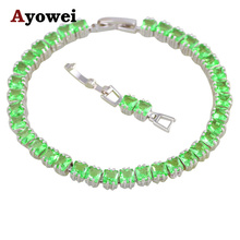 Incrível joias de moda verde peridoto tom de prata pulseiras com pingente menor preço para mulheres joias belas tbs1088a 2024 - compre barato