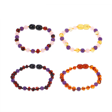 HAOHUPO New Style Amber Bracelet Original Rose Quartz Amethyst Natural Stone Jewelry for Women Baltic Amber Baby Jewelry Gift 2024 - buy cheap