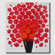 Decoração para casa pinturas de arte flores vermelhas pintura a óleo na parede da lona imagens para o melhor presente alta qualidade 2024 - compre barato