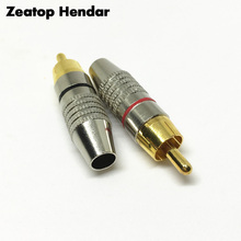 100Pcs RCA Male Plug Gold Plated Audio Video Locking Cable Adapter Connector 2024 - buy cheap