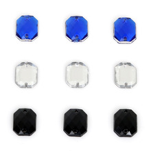 Contas soltas de cristal acrílico com duas furos, 100 peças, preto/azul/claro quadrado, base plana, strass 8x10mm, para bolsas/vestimentas/sapatos/artesanato 2024 - compre barato