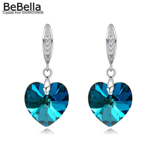 BeBella heart pendant dangler drop earrings Crystals from Swarovski Elements fashion jewelry for women wedding Christmas gift 2024 - buy cheap