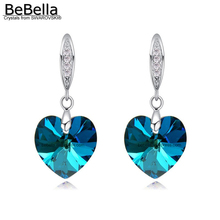 BeBella-pendientes colgantes con forma de corazón para mujer, aretes colgantes, cristales de Swarovski, elementos, joyería de moda para mujer, regalo de boda y Navidad 2024 - compra barato