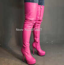 Designer Leather Platform Thigh High Boots Woman Super Thin Heel Over the Knee Long Boots Sexy Solid Female Club Shoes 2024 - buy cheap