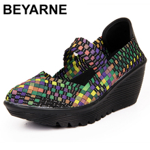 BEYARNE-Sandalias con plataforma para mujer, zapatos femeninos de tacón medio plano, con cuña, para playa y verano, 2019, E240 2024 - compra barato