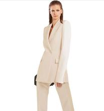Custom Made Women Busines Suits 2 Piece Pantsuit Ladies Office Uniform Female Trouser Suits Ivory Women Suits 2024 - buy cheap