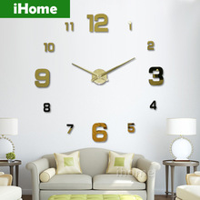 Relógio de parede decorativo 3d grande, relógio de quartzo espelhado acrílico para decoração de casa, design moderno, arte na sala de estar, faça você mesmo 2024 - compre barato