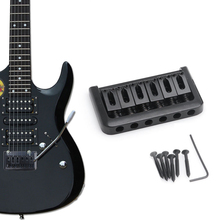 1 Juego de 6 cuerdas de guitarra eléctrica puente de cola dura carga superior negro fijo piezas de cola dura Y51D 2024 - compra barato