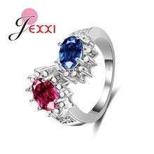 Bule And Red Oval Fashion Design Rings Fine Jewelry 925 Sterling Silver Jewelry Women Engagement Wedding Ring Wholesale 2024 - buy cheap