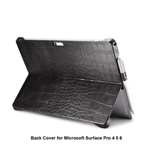 Icportador capa de couro bovino genuíno, capa para microsoft surface pro 7 12.3 "crocodilo capa traseira para microsoft surface pro 4 5 6 7 2024 - compre barato