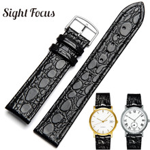 13mm 18mm 20mm Black Stitched Thin Watchbands for Longines L4.760.4 L2 Watch Band Man Genuine Leather Watch Strap Women Bracelet 2024 - buy cheap