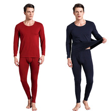 Men's Thermo Long Underwear Sets Male Solid Cotton Warm Long Johns Winter Thermal Top+Long Johns Suit 2024 - buy cheap