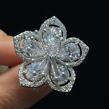 Utimtree moda elegante original 925 anéis de prata esterlina para as mulheres deslumbrante anel de flor cz zircão aniversário bijoux 2024 - compre barato