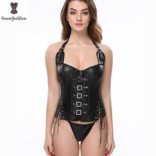 Halterneck Corset Overbust Corsets Steampunk Women Korset Solid Black Brown Bustier Fish Boned Gothic Corselet Sexy Punk Gorset 2024 - buy cheap