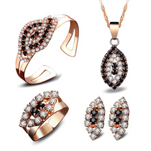 Women's gift Jewelry Original women's short AAA Crystal neck chain ornaments AAA Pendant Necklace Earring Ring Bracelet set suit 2024 - buy cheap