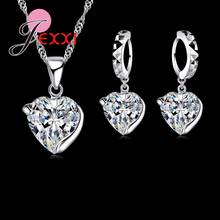 Wedding Heart  Jewelry Set For Brides Water Wave Necklace Drop Earrings Fine 925 Sterling Silver Sets 2024 - buy cheap