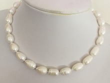 Women Jewelry natural pearl 10mm white oval round baroque freshwater pearl necklace gift 17'' 42cm 2024 - buy cheap