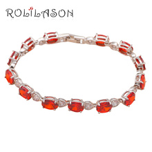 ROLILASON Red Zircon Crystal Silver pledted charm bracelets for women Health Nickel Lead free Fashion jewelry TB379 2024 - buy cheap