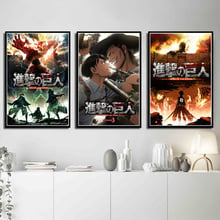 Pôster e impressões de arte para decoração de casa, pôster e pintura de parede do filme japonês de anime para sala de estar, temporada de titan 1 2 3 2024 - compre barato