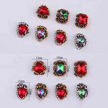 10pcs in 1 Crystal Rhinestones Nail Art Decoration 3D Charm Alloy Silver Gems Jewellery Retro Alloy With Rhinestone ,JE303-310 2024 - buy cheap