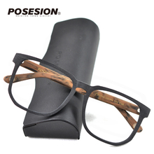 Posesion óculos quadrados vintage, armações para óculos masculinos e femininos, feito à mão, armação de madeira retrô de óculos sob receita de madeira 2024 - compre barato