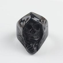 Black Men's Grim Reaper Skull Biker Stainless Steel Ring Angel of Death Gothic US Size 7-15 2024 - buy cheap