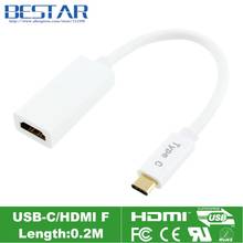 4K * 2K USB-C типа C цифровой AV аудио и видео адаптер, USB3.1 Type-C к HDMI конвертер кабель Белый 0,2 м 20 см короткие кабели 2024 - купить недорого