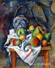 Reprodução de arte famosa, jarra de gengibre e fruta, pinturas paul cezanne, natureza morta, alta qualidade, pintada à mão 2024 - compre barato