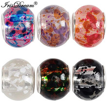 50PCS Lot New Flower Big Hole Round Loose Murano Spacer Crystal Glass Beads Fit Pandora Charms Bracelet For DIY Jewelry Necklace 2024 - buy cheap
