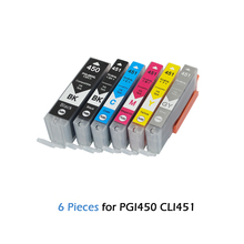 For Canon 6Pcs  PGI-450 CLI-451 PGI450 CLI451 Compatible Ink Cartridges PIXMA IP7240 MX924 MG5440/MG5540/MG6440 Printer PGI 450 2024 - buy cheap