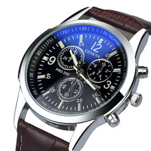 Relógio de pulso quartzo masculino, relógio de pulso social de couro 2024 - compre barato