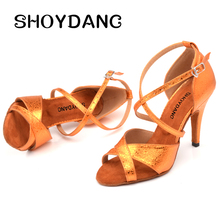 SHOYDANC Hot selling Women Professional Dancing Shoes Ballroom Dance Shoes Ladies Latin Dance Shoes Orange Golden Silver PU 2024 - buy cheap