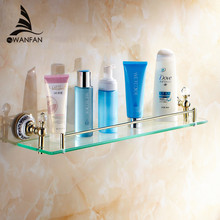 Vidric Shelves Single Tempered Glass Wall Shelf Solid Brass Bathroom Accessories Shower Shelf Cosmetic Storage Holder 2024 - buy cheap