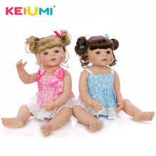 Keiumi-bonecas de silicone para meninas gêmeos, 22 estações, bonecas para bebês recém-nascidos, cabelo ondulado, dourado, marrom 2024 - compre barato