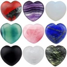 TUMBEELLUWA 1Lot (5Pc) 0.9" Healing Crystal Puff Heart Carved Palm Stone,Worry Stone Chakra Reiki 2024 - buy cheap