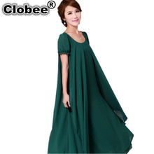 Green 2019 Women Summer Chiffon Dress Feminino Loose Plus Size Vestidos Flounced Maxi Long Dresses Boho Clothing robe chemise 2024 - buy cheap